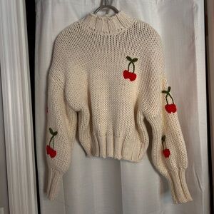 cherry knit sweater